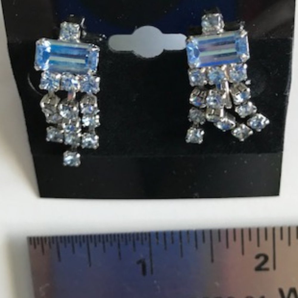 Vintage Blue Crystal Screwback Earrings